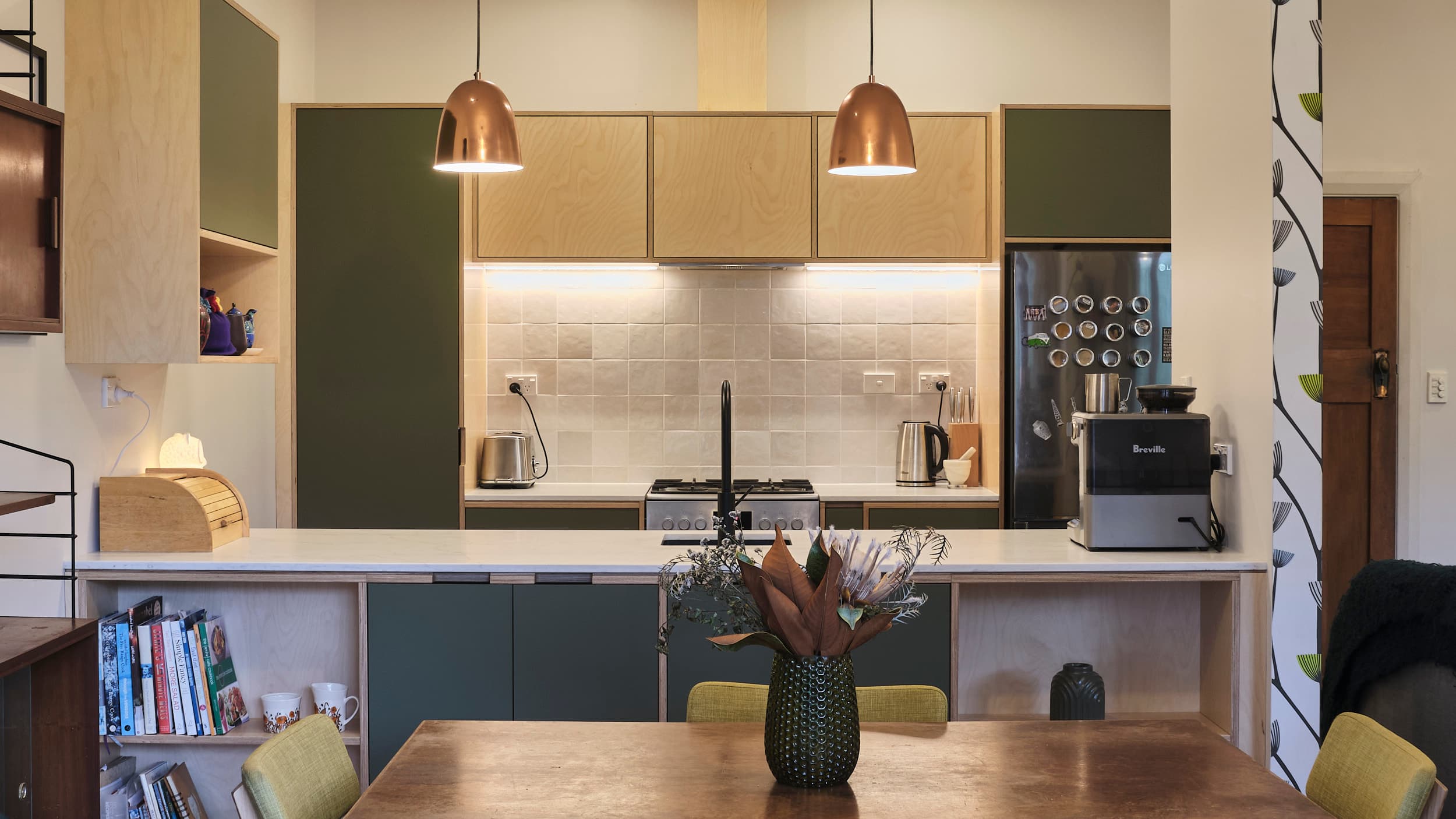 Green plywood kitchen